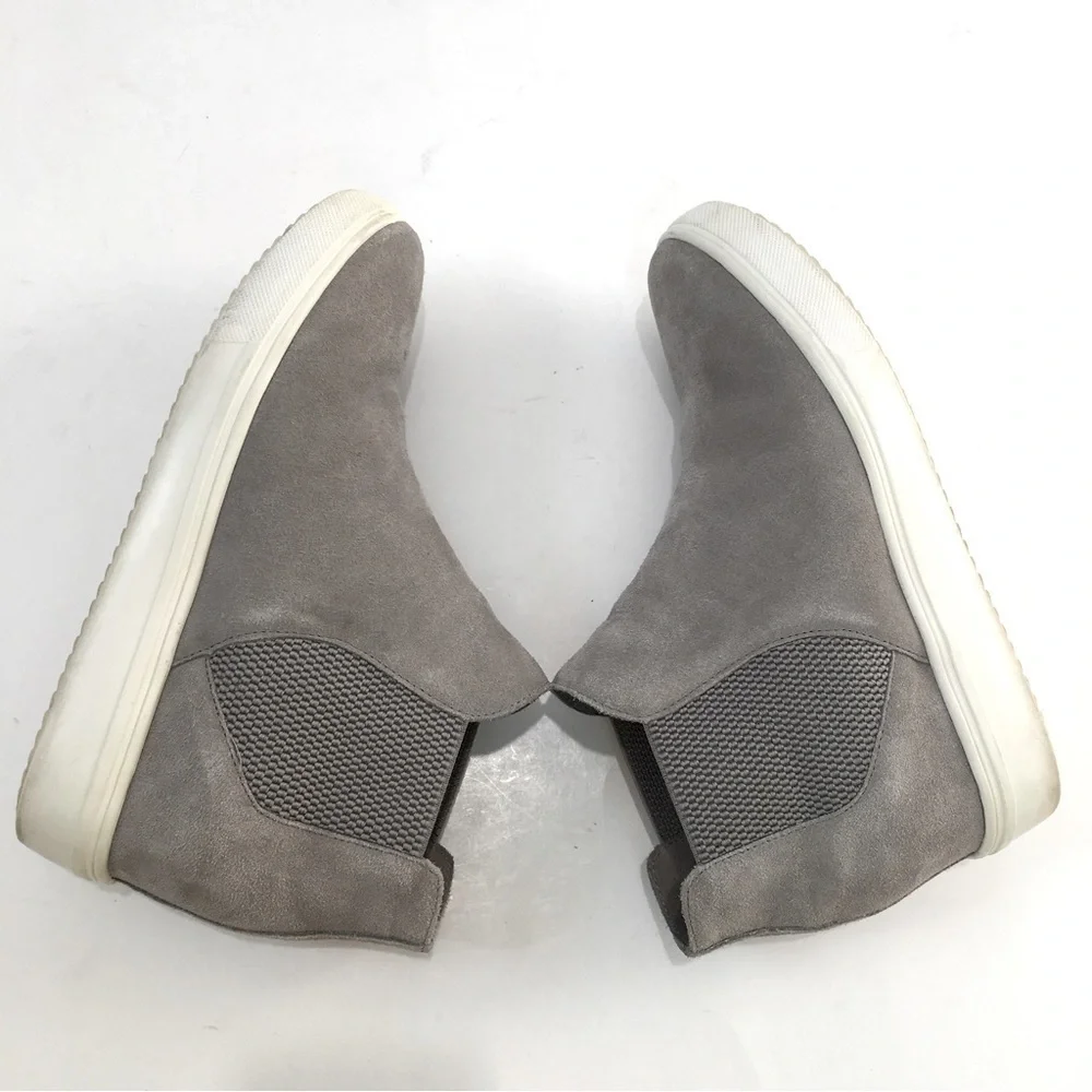 Steve Madden Sultan Gray Suede Leather slip on Chelsea platform Wedge Sneakers